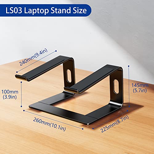 BESIGN LS03 Aluminum Laptop Stand, Ergonomic Detachable Computer Stand, Riser Holder Notebook Stand Compatible with Air, Pro, Dell, HP, Lenovo More 10-15.6" Laptops, Black - color: A-Black