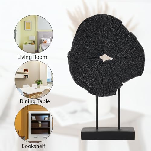 Black Art Modern Abstract Sculpture - Solid Black Art Sculpture for Home Décor Minimalist Decorative Statue for Living Room Office Desk Shelf Handcrafted Art Piece 7.25 * 2.5 * 12 Inch