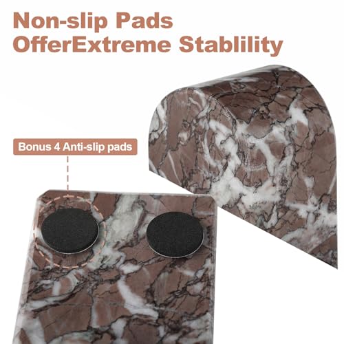 Koville Turkish Natural Marble Bookends for Shelves, Decorative Book Ends, 7lbs Heavy-Duty Marble Book Holders, Bookshelf Apartment Decor for Normal Books/CD/Video Games(Leopard) - color: Purple White Marble-leopard, size: 7lb