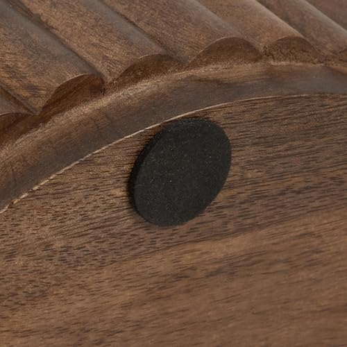 Kate and Laurel Reid Modern Wooden Ribbed Drink Table; 10 x 10 x 22; Walnut Brown; Solid Wood Mini Table for Use as Pedestal Plant Stand Indoors or Small Nightstand Option - color: Walnut Brown