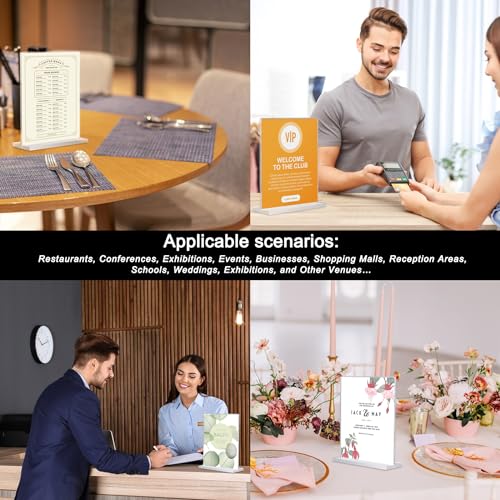 Hoewina Acrylic Sign Holder 8.5 x 11 Inch 3 Pack, Clear Display Sign Stand for Store Sign Holders, Vertical Double Acrylic Stands, Vendor Booth Display Items