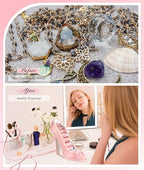Jewelry Display Stand, Earring Necklace Ring Holder, Model Dress High heeled Shoes Earring Necklace Ring Jewelry Holder Stand Display (Champagne) - color: Champagne