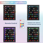 VERANI Minifigure Display Case with LED - Miniature Action Figure Display Box - Lockable Wall Mount Figures Memorabilia Display Cabinet for with Uv Protected Anti Fade with Light for Small Objects - size: Large Black with LED