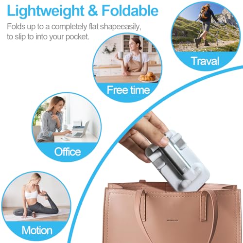 POQOD Foldable Cell Phone Stand for Desk, Fully Adjustable Phone Holder for Desk Compatible with iPhone 16 15 14 13 12 11, Nintendo Switch, All Phones, (White) - color: White Foldable