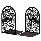 Peacoblue Metal Bookends for Shelves, Modern Decorative Heavy Duty Study Book Support Stoppers for Office, Desk, Shelf, Room 5.3"x4.3"x7.9" Cast Iron Bookends, 1 Pair (Flamingo and Tropical Plant) - style: Flamingo and Tropical Plant