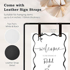 Wedding Sign Holder, Adjustable Welcome to Our Wedding Sign Stand W/Design Bundle & Leather Sign Hanging Straps, Heavy Duty Easel Stand for Sign, Wedding Seating Chart Stand, Easel for Display (Black) - color: Black