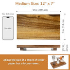 Medium 12" Acacia Wood Riser Pedestal Stand – Farmhouse Wood Display Riser for Kitchen and Bathroom Décor - Counter Display, Plant Stand, Jewelry Holder, Vanity Tray, Candle Stand (M:12"x7"x1.57") - size: Medium:12"x 7"