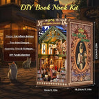 TOYQI Book Nook Kit, DIY Miniature Dollhouse Kit for Adults and Teens, Booknook Tiny House Kit Bookshelf Decoration 3D Wooden Puzzle Bookend - style: Cat Affairs Bureau