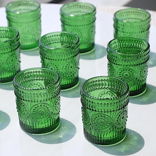 VOHO Green Candle Holder Set of 12, Green Glass Votive Candle Holders for Centerpiece Table Decorations, Votive Candles Holder Bulk for Birthday (2.1'' x 2.6'', W/H) - color: Green
