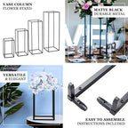 Efavormart Set of 4 - Matte Black Wedding Flower Stand - Metal Vase Column Stand - Geometric Centerpiece Vase - 16", 24", 32", 40" - color: Matte Black, size: 4 Pack 16‘’24‘’32‘’40‘’
