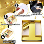 SiliFine 12" Charcuterie Number Shaped Mache with Clear Lid Fillable Sweets Serving Trays Paper Mache Cupcake Candy Box for 2025 Graduation Party Graduation Celebration(Gold,Number 1) - color: Gold, style: Number 1