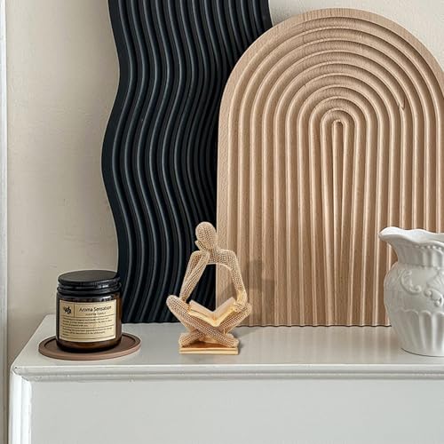 Sparkling Gold Reading Women Statue, Thinker Sculptures, Abstract Art Ornament, Modern Aesthetic Figurine Decoration for Home Living Room Bedroom Office Shelf Table Desk Bookshelf Decor - color: Right