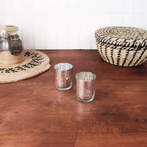 WGV Silver Speckled Tea Light Votive Candle Holder 2.2x2.75, Small Tiny Utility Cylinder Mercury Glass Vase, Home Accent Decor, 1 Pc - color: Silver-cylinder-2.75"