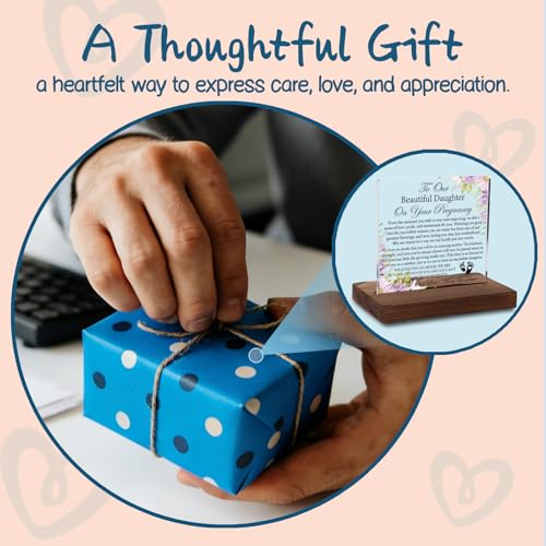 Pregnancy Celebration Acrylic Plaque Gift, Precious Gift for Expecting Daughter, Sentimental Parent-to-Daughter Keepsake with Wooden Stand, XXD194 - style: Beautiful Daughter