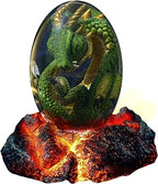 ACOCOFE Lava Dragon Egg, Crystal Dragon Egg with Luminous Base, Handmade Resin Ornaments - Gift for Christmas, Birthdays, Graduation, Holidays, Back to School (Green with Base) - color: Green With Base