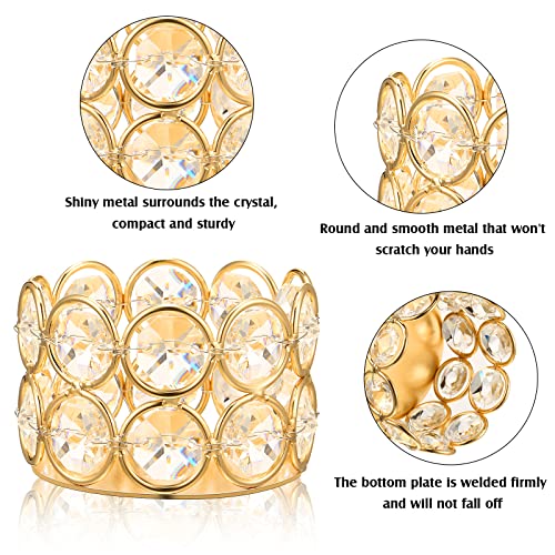 Potchen 6 Pieces Crystal Tealight Candle Holders Bulk, Votive Candle Holder Stands with Diamond Design for Table Centerpieces Wedding Party Home Decor and Holiday Favors (Gold) - color: Gold