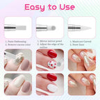 3 Pcs Nail Art Sculpture Pen, Dual Tipped Silicone Nail Tools, Silicone Head Acrylic Handle Nail Art Brushes, Rhinestone Nail Polish Carving Pen, Nail Art Tools for Home Salon(White, Pink, Blue) - color: White, Pink, Blue