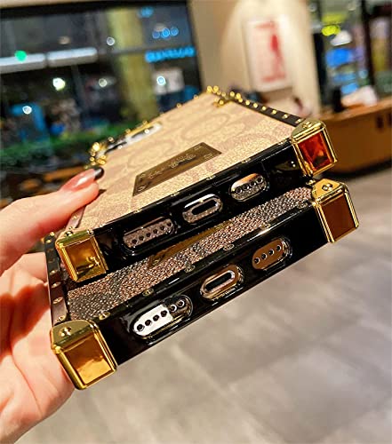 Grehge e Luxury iPhone 13 Pro Max Case for Girls Women, Cute Aesthetic Classic Pattern Leather Back Garden Sculpture Outdoor Decoration