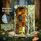 Book Nook Kit - DIY Miniature Dolls House Kit with Furniture and LED Light, 3D Puzzle Wooden Art Bookends, Model Kits for for Adults and Teens (Secret Forest) - style: Secret Forest