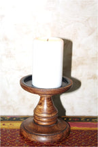 Hosley Set of 2 Brown Wood Pillar Holders 5 Inch High. Ideal Gift for Home Wedding Spa and Aromatherapy Settings. O3 - color: Brown 2