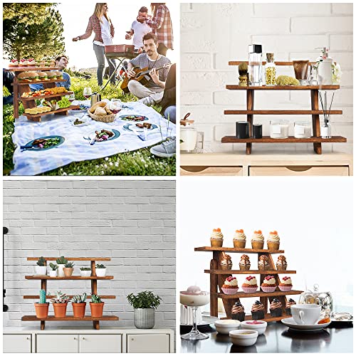 Manspdier Wooden Display Stand Wood Cupcake Stands Tool Free, Rustic Risers for Display Ideal Craft Funko Pop Shelves Table Display Stand for Vendors Wood Riser