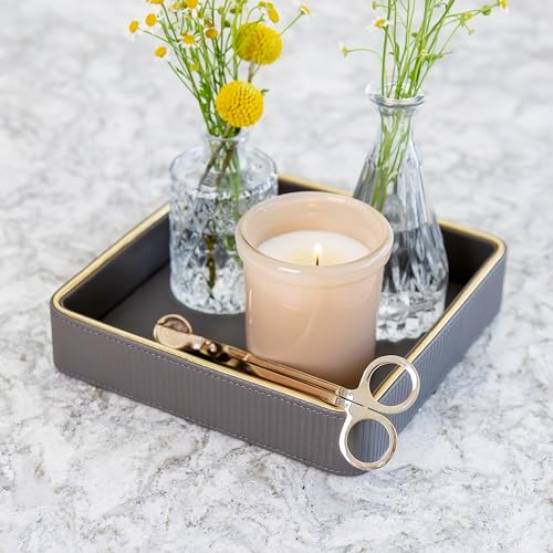 Key Bowl for Entryway Table| Leather Catch All Bowl for Keys| Key Dish Bowl for Entryway Table| Key Basket EDC Tray| Key and Wallet Holder Key Holder Bowl -Gray - color: Gray 1 Pack, size: 8" x 8" x 1.8"
