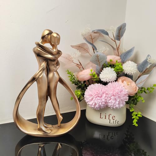 Couple Sculptures for Home Decor, Anniversary Statue Gifts, Hugging Couple Figurines, Modern Romantic Sculptures for Living Room, Bedroom, Office Decor (Rose Gold) - color: 1-rose Gold