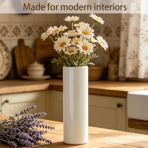 12 Inch White Vase Ceramic Flower Vase, Tall Vases for Pampas Grass, Home Decor, Modern Textured Vases for Living Room Decorations,Table Centerpieces,Shelf,Farmhouse Small Ceramic Vase - style: Shape 11