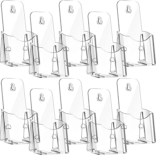 10 Pieces Acrylic Brochure Holder Stand Pamphlet Holder 4 x 7.9 Inches Clear Literature Display Rack Plastic Flyer Display Stand for Vendors, Brochure, Trifold, Magazine, Pamphlet, Booklets, Menu - size: 4"x7.9"