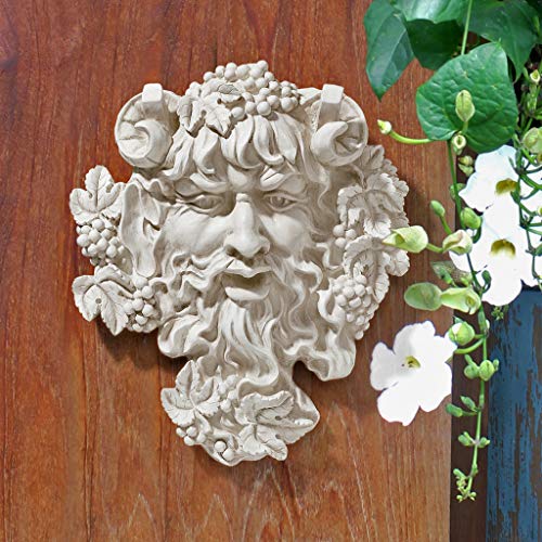 Design Toscano Bacchus, Grape Harvest Wine Greek Greenman Face Wall Sculpture, Medium, 12 inches tall, Cast Stone Resin, Antique Stone Finish - size: Medium, 12 Inch