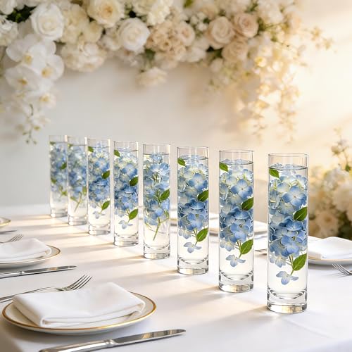 Brajttt 7.48 inch Tall Vases for Flowers,12PCS Glass Cylinder Vase, Single Rose Bud Vase for Event Decor,Bud Vases in Bulk for Wedding Centerpieces,Home Aesthetic Desk Decor, Party Decorations