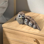 Cute Brown Family of Four owl Figurines Home Décor Sculpture with Three Baby Owls Décor for Shelf Gifts Decoration for Birds Lovers Home,Office, Bookself