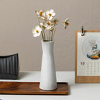 7 inch Ceramic Bud Vase Tall Conic Flower Single Stem Vase Small Bud Decorative Floral Vase Home Decorative Floral Centerpiece for Wedding Office (White)