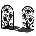 Peacoblue Metal Bookends for Shelves, Modern Decorative Heavy Duty Study Book Support Stoppers for Office, Desk, Shelf, Room 5.3"x4.3"x7.9" Cast Iron Simple Tall Bookends, 1 Pair (Sunflowers) - style: Sunflowers