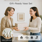 BEAHOT Ceramic Vases Set of 6, White Contemporary Decorative Flower Vases, Modern Design for Living Room - size: 6 set