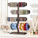 LadyRosian 4 Tier Wooden Display Jewelry Accessory Stand Jewelry Bracelet Holder Bangle Watch Necklace Storage Jewelry Holder Stand Display Organizer (Brown-4 layers) - color: Brown 4-Tier