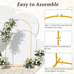 Vincidern 7.2 ft Balloon Arch Backdrop Stand Gold, Wedding Arch for Birthday Party, Bridal Baby Showers, Wedding Ceremony Arch Frame Metal - size: 7.2FT