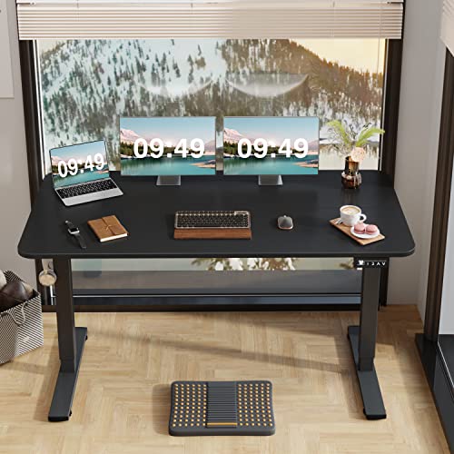 Furmax 55 x 24 Inches Electric Height Adjustable Standing Desk Large Sit Stand Up Desk Home Office Computer Desk Memory Preset with T-Shaped Metal Bracket, Black - color: Black, size: 55 Inch