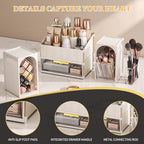 INVSSENE Stackable Makeup Organizer Countertop, Storage Perfume Skincare Cosmetic Lipstick Face Mask Makeup Brush Palettes, Ideal for Vanity Bathroom Counter - color: 3516 White+Clear