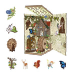 Book Nook Kit - DIY Miniature Dolls House Kit with Furniture and LED Light, 3D Puzzle Wooden Art Bookends, Model Kits for for Adults and Teens (Secret Forest) - style: Secret Forest