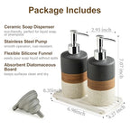 Ceramic Dish Soap Dispensers Set(2 Pack), Hand, Dish, Shower Soap Dispenser for Kitchen Sink & Bathroom, Includes Stainless Steel Pump, Silicone Funnel & Diatomaceous Holder, Black - color: Black and White, size: 2xSoap Dispenser Set with Tray