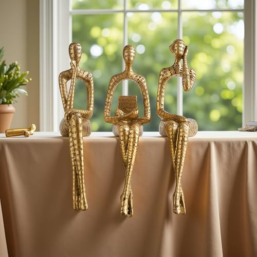 XINXUAN Letter - Gold Statue Home Decor - Modern Bookshelf & Desk Decor - 3 Piece Set - color: Letter - Gold