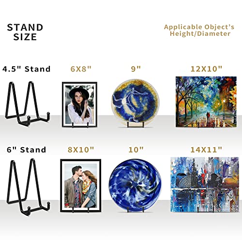 IPAME Plate Stands for Display - 4.5 Inch Metal Square Wire Plate Holder Display Stand + Picture Frame Stand Holder Easel for Book, Decorative Plate, Plaque, Photo, Platter (Black 2 Pack) - size: 4.5 Inch