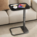Kitstorack Upgraded TV Tray Table with Panel Lock, Adjustable Height & 90° Flip-Over Design, Sofa Arm End Side Table for Eating, Dinner, Snack, Laptop, Couch, Bed, Chair or Small Spaces, Black - color: Black, style: Auto-locking