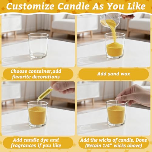 Sukh Gold Snow Pearled-Candles with Wicks - DIY Candle Sand,Sand Wax with Wicks,Wax,Refillable for Making,Weddings,Partie (Gold) - color: Gold