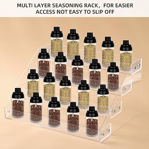 AISIDERK 12" Acrylic Riser Display Stands - 4 Tier Clear Acrylic Display Shelf, Double Sided Usable, Makeup Organizer Perfume Organizer, Acrylic Shelves for Funko Pop Figures , Cupcake, Candy Food
