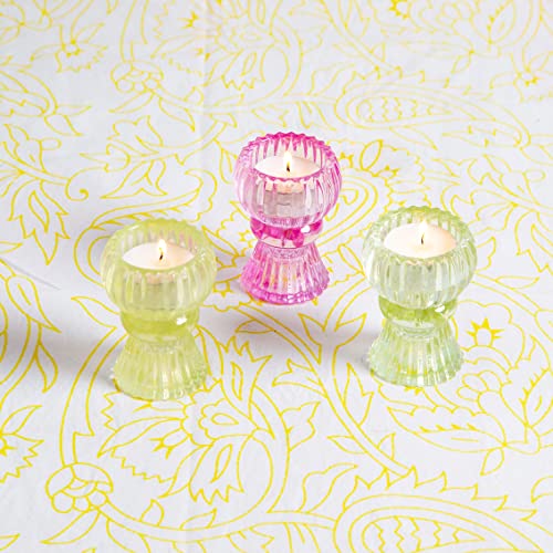 Talking Tables Small Light Green Glass Candle Holder for Candlesticks or Tea Lights | Decorative Easter Table Decorations, One Size, (Boho-GRN-SMLCNDLHOLD) - color: Light Green, size: Small