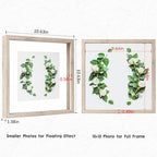 MUYE 10x10 Floating Frame Distressed Beige White Wood Pattern,Double Glass Square Picture Frame Display Any Size Photo up to 10x10,Wall Mount or Tabletop,2 Pack - color: Beige, size: 10x10