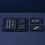 Microfiber Jewelry Trays Stackable Ring Earring Bracelet Necklace Bangle Watch Display Tray Drawer Organizer 13.77 * 9.44 * 0.59inch (Blue - color: Blue, size: 35*24cm Tray