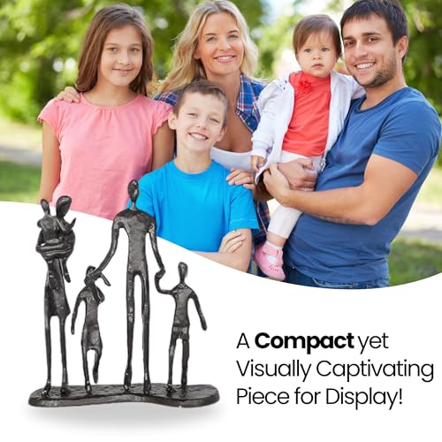 Rustic Family Figurines Family of Five Sculptures Parents and Kids Statues for Bedroom Décor Cast Iron Family Sculpturefor Living Room DecorGifts for Family Modern Home Décor - style: Family of Five Sculptures